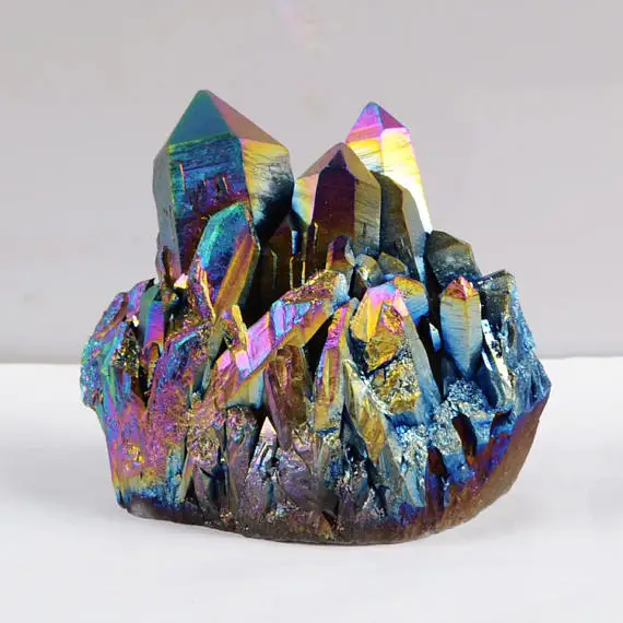 Aura Crystal Cluster,Rainbow Aura Quartz,Raw Angel Aura Rainbow Crystal,Crystals and Stones , Raw Angel Aura Cluster,Aura Crystal