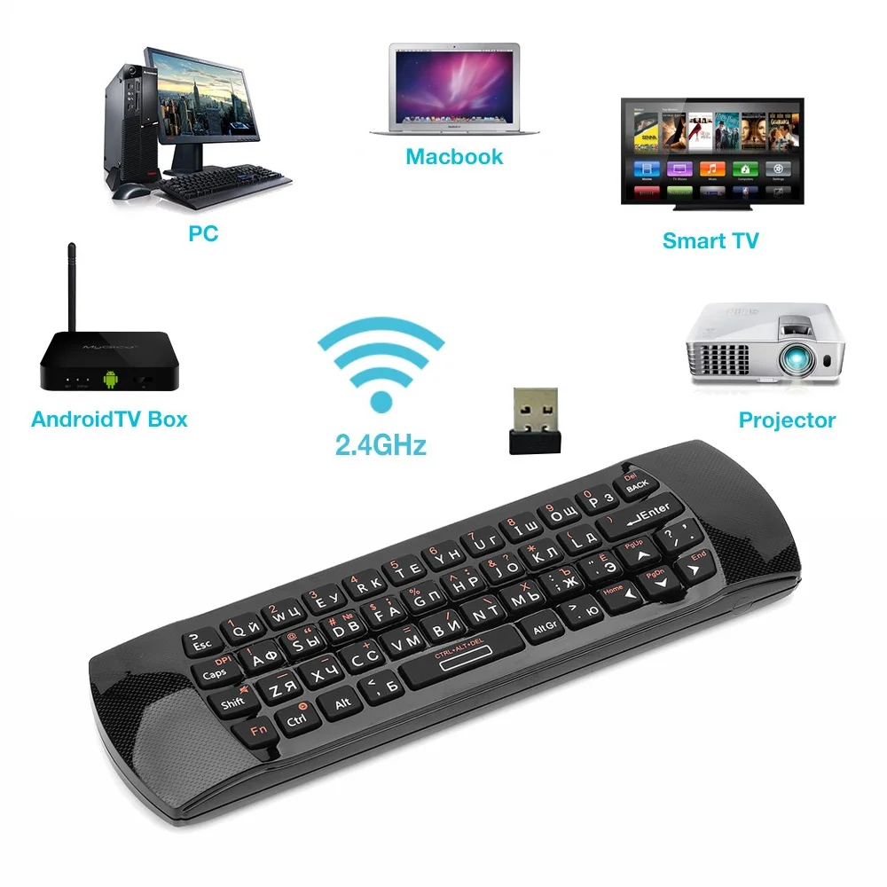 Goedkoop Hot selling Originele rii i25 2.4Ghz Lucht Muis Afstandsbediening met Russische Toetsenbord voor PC Samsung Smart TV android TV BOX