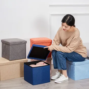 

Folding Cube Cloth Storage Stool Footrest Seat with Storage for Kids Foot Rest Cloth Foot Stools WXV Sale
