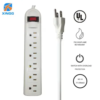 

UL US American 3 Pins Plug AC Electrical Power Strip W/ Switch 3/4/6 Outlets Extension Socket Cord Surge Protector 13A 125V