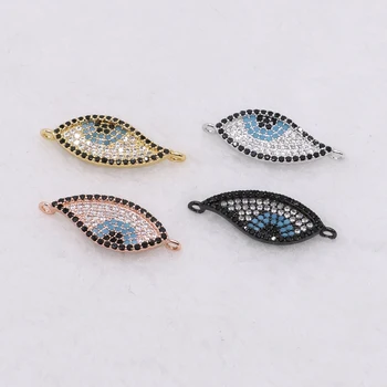 

Fashion Demon eye connector charm pendant beads double bails micro pave cubic zircon& small stone jewelry connector finding 1042