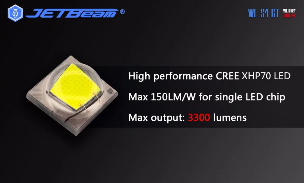 Tática para Esportes ao ar Caça Jetbeam gt Mtg2 Led Max.3300 Lumens Feixe Distância 400 Metros Tocha Livre Luz Wl-s4-gt Wl-s4 4 mtg2 led max.3300 lúmens, distância do feixe