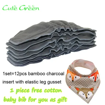 

12pcs bamboo charcoal insert for reusable baby diapers muslin nappy;washable diaper cover liner reusable nappy insert cloth pant