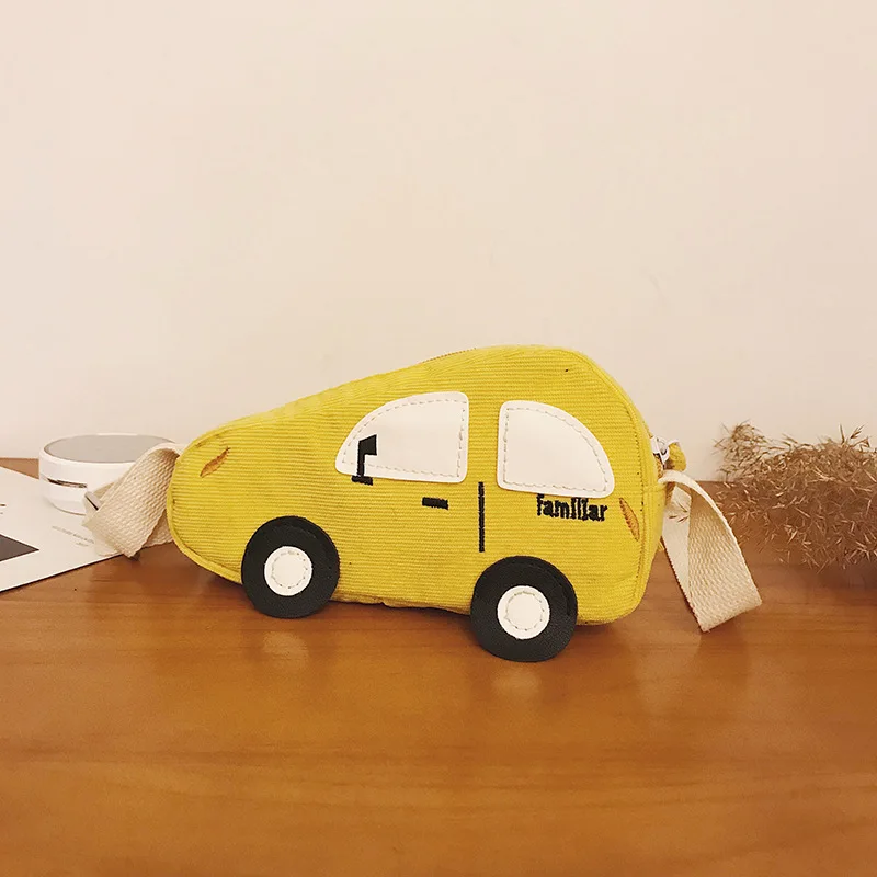 YELLOW Новая детская сумка с мультяшным рисунком, милая сумка на плечо с изображением автомобиля, сумки для прогулок с ремешком через плечо для мальчиков и девочек, кошелек для детей c100 - Цвет: YELLOW