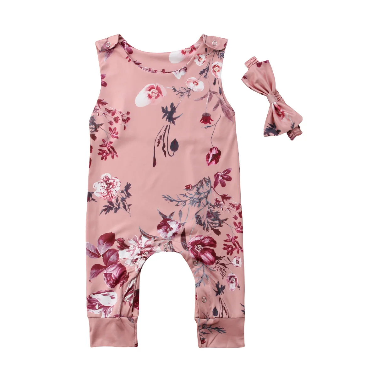 

0-24M Flower Rompers Headband Outfits Newborn Baby Girl Summer Sleeveless Vest Romper Jumpsuit Playsuit Clothes