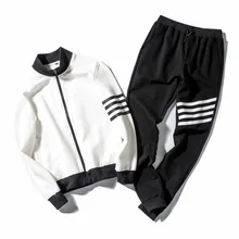 Модный весенне-осенний мужской спортивный костюм, куртка+ штаны, спортивная одежда, полосатый комплект из двух предметов, спортивный костюм для бега, мужская одежда