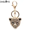 CHIELOYS Leopard Keychain Key Chains Metal Crystal Key Chain Keyring Charm Bag  Pendant Gift Wholesale Price KC026 ► Photo 1/6