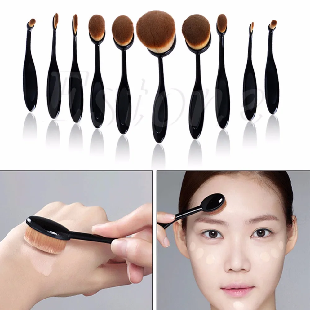 Multipurpose 10pcs/set Soft Oval Shape Makeup Brushes Foundation Make ...