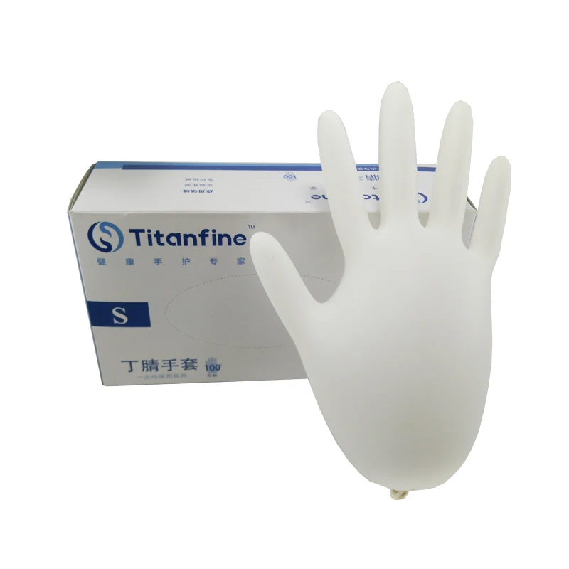 Titanfine 9'' 4.5g White powder free disposable nitrile rubber gloves