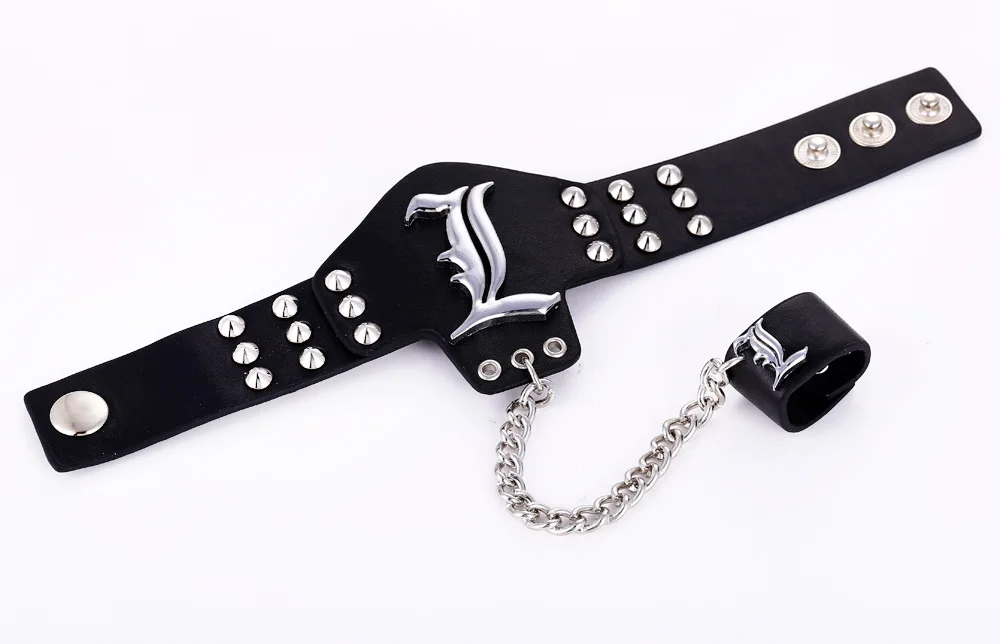 

2016 new arrival hot anime Death Note charm Bracelet black leather bracelet punk style Boy Gift Cosplay Bangles