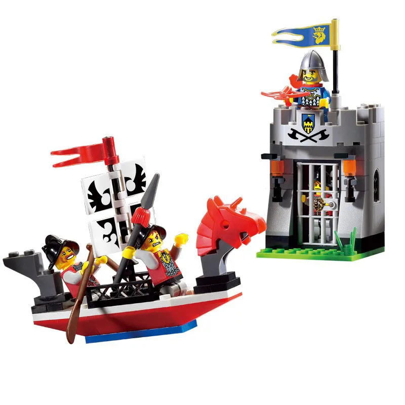 

Models building toy 1017 111Pcs Medieval Castle Knight Lion Attacked The Prison Building Blocks compatible with lego toys