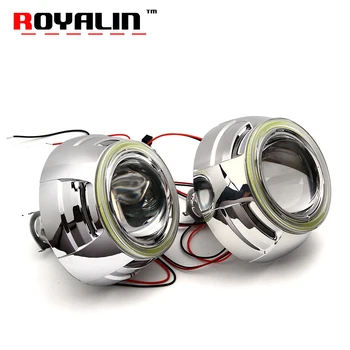 

ROYALIN Metal LED Bi Xenon H1 Lens Angel Eyes Headlights Projector for Automobiles H4 H7 Lights Retrofit Hi/lo Beam Lamp DIY