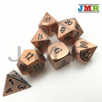 

7-die Set Dados Metal for Rpg Dice Rolling,Set of D4 D8 D10 D10% D12 D20 Dnd Metal Dice,dice Rpg Metal,with Iron Box