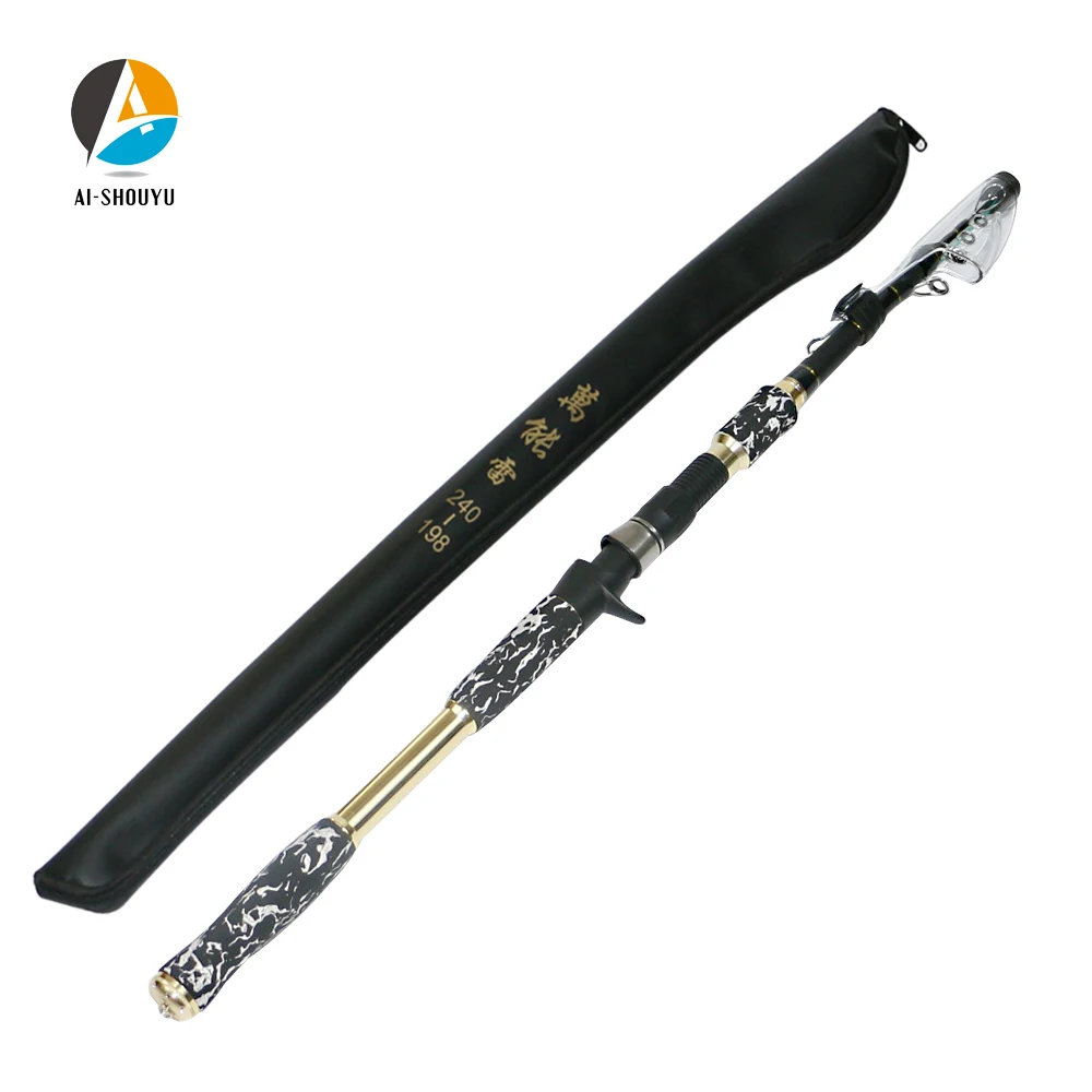 

AI-SHOUYU Spinning Rod Telescopic Portable Carbon Rod 2.4m 2.7m Multifunctional Sea Rod Casting Fishing Pole Lure Weight 40-80g