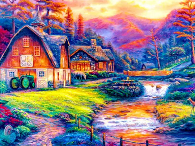 

DIY 5D Cross Stitch Kit Full Drill Diamond Painting Scenery 40cm*30cm Full Square Christmas Home Decor