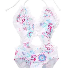 Лето купальники с цветочным узором для маленьких девочек раздельный плиссированный купальник-танкини костюм для купания