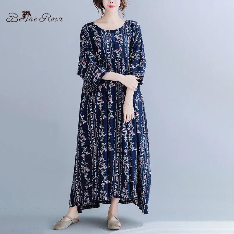 

BelineRosa Summer Style Elegant Ladies Floral Printed Big Sizes Dresses Beach Holiday Large Size Fit 4XL 5XL 6XL MBXC0008