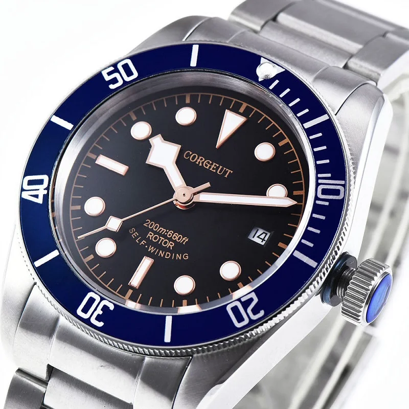 

Top Luxury Brands Schwarz Bay Mechanical Watch Men Automatic Stainless Steel Waterproof Military Sport Swim Watches Men