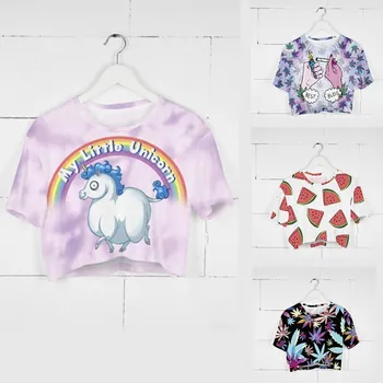 

my little unicorn 3D print T-shirt Women Crop Top Harajuku Summer Cropped Tops Tee Cartoon Short Design Short-Sleeve