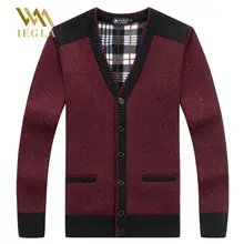 Мужской кардиган зимняя куртка на хлопковом подкладе для мальчиков Повседневное Рождество v-образный вырез на пуговицах в клетку, свитер, пальто, вязаное плотной вельветовой ткани Размеры теплые свитера