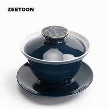 110 мл японский стиль Ji голубая глазурь золотая линия Gaiwan керамический чайный набор кунг-фу фарфоровая чайная чаша с крышкой блюдце мастер чашка чайник