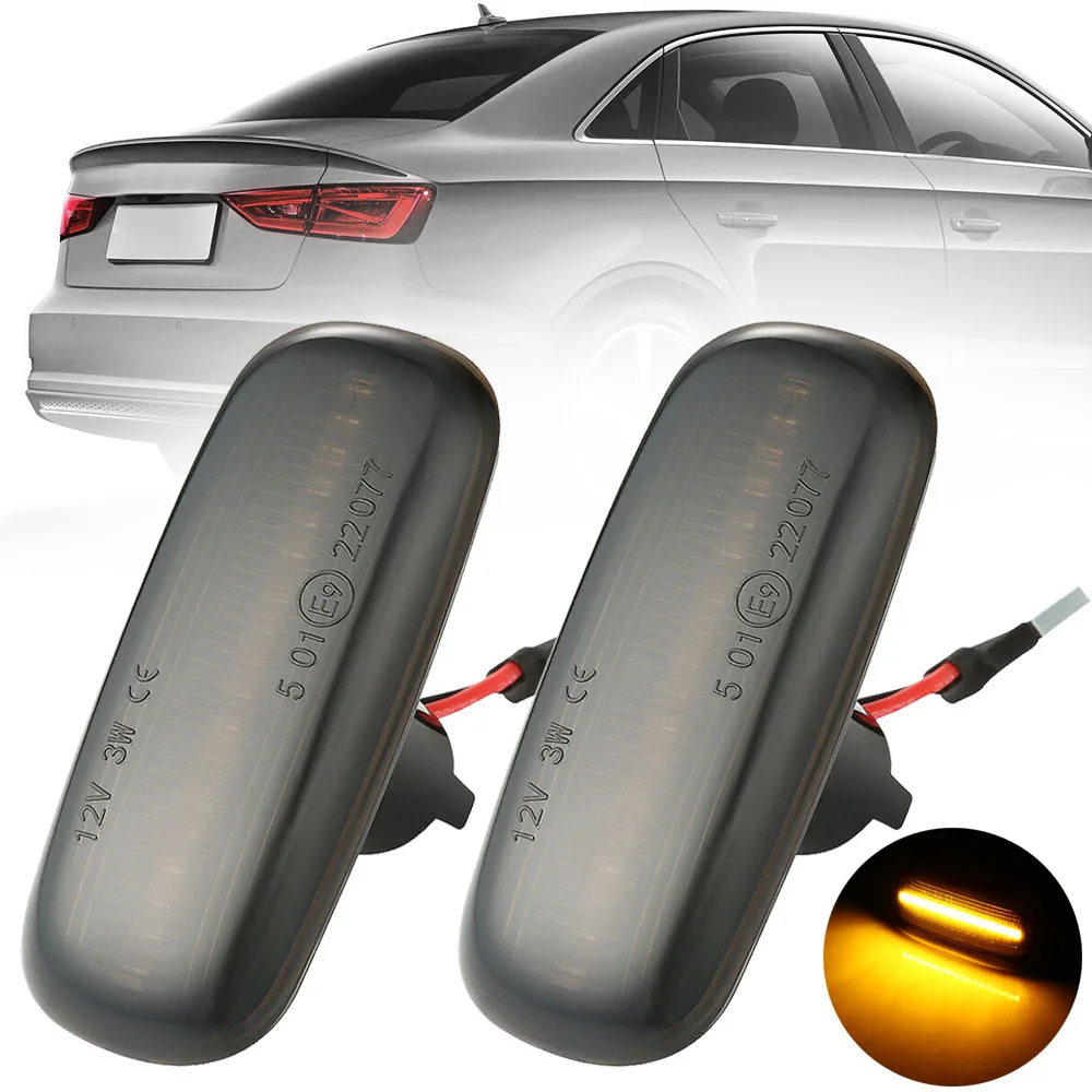 

Mayitr 2pcs Flowing LED Side Marker Light Smoke Lens Amber Signal Lamp 8N0 949 127A for Audi A3 S3 8L A8 D2 TT 8N