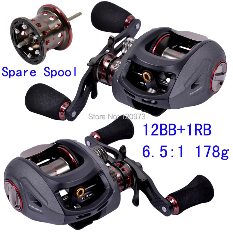 Haibo SMART 6.5:1 12BB+1RB 178g Full Metal Bait Casting Lure Reel 2 Spools All Metal Left/Right Hand Baitcasting Fishing Reels