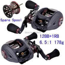 Haibo SMART 6.5:1 12BB+1RB 178g Full Metal Bait Casting Lure Reel 2 Spools All Metal Left/Right Hand Baitcasting Fishing Reels