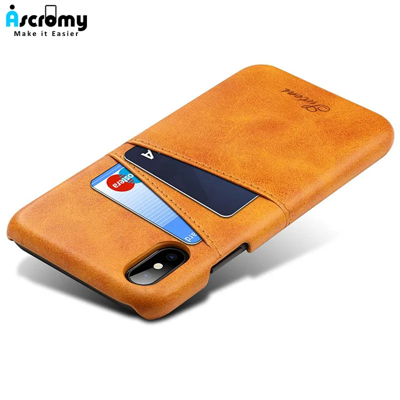 

Ascromy For iPhone XS Max Wallet Case Leather Credit Card Slot Holder Slim Back Cover For Apple iPhone XS Max XR X 8 7 6 6S Plus