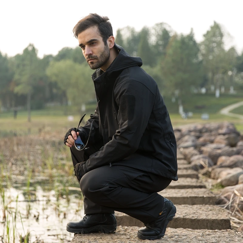 5XL V5 Акула оболочки Для мужчин тренировочный Альпинизм Тактический Подкладка из флиса Термальность куртка с капюшоном зимние уличные Водонепроницаемый камуфляжное пальто