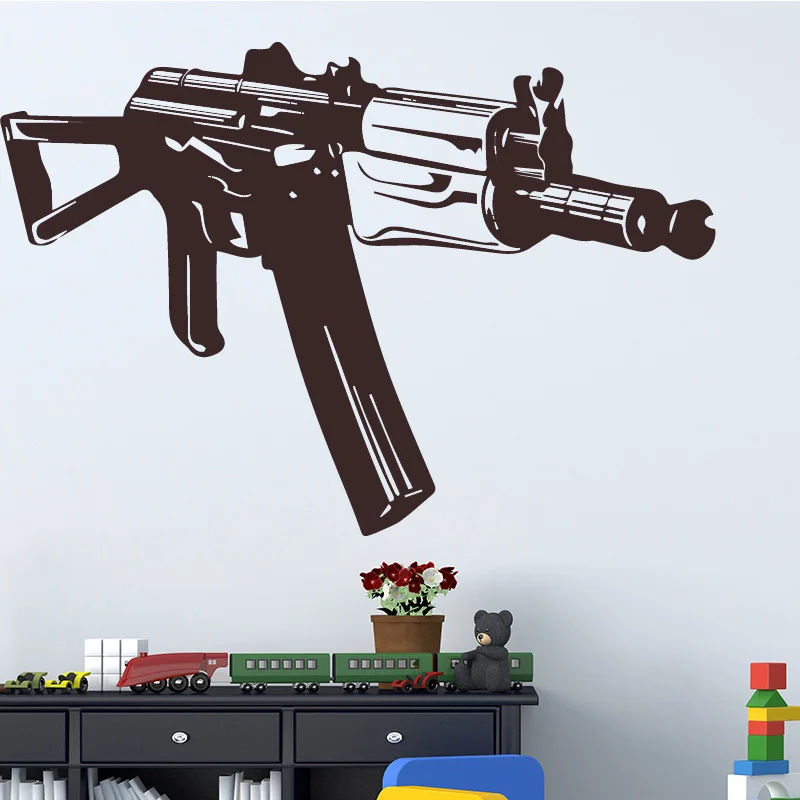 A waterproof and removable Vinyl PVC Machine Gun wall sticker wall art