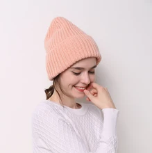 Thick Wool Knitted Hats Skullies Beanies Flanging For Women Ladies Unisex Autumn Winter Warm Female Caps Thick Wool Knitted Hats Skullies Beanies Flanging For Women Ladies Unisex Autumn Winter Warm Female Caps