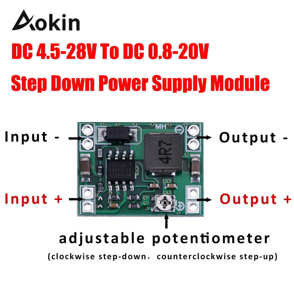 

Ultra-Small Mini DC-DC Step Down Power Supply Module 3A Adjustable Buck Converter for Arduino Replace LM2596 24V to 12V 9V 5V 3V