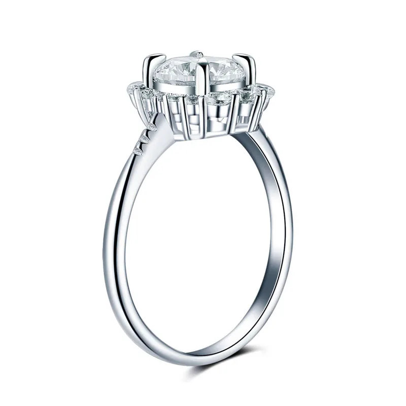 COLORFISH круглая огранка 2ct Halo стильные серебряные обручальные кольца для женщин 925 пробы серебряные Винтажные Ювелирные изделия дамское коктейльное кольцо