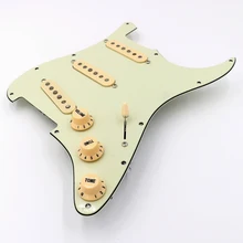 Assemblage de Pickguard de guitare ST vert menthe précâblé avec micros de guitare Vintage DS53 Alnico en couleurs blanc et noir 