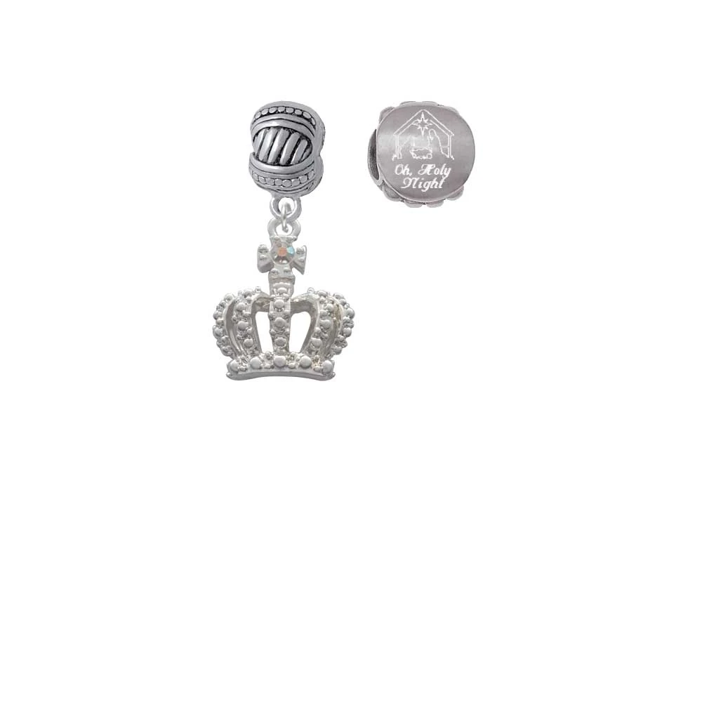 Crown with AB Crystal Come Let us Adore Him Charm Beads (Set of 2)