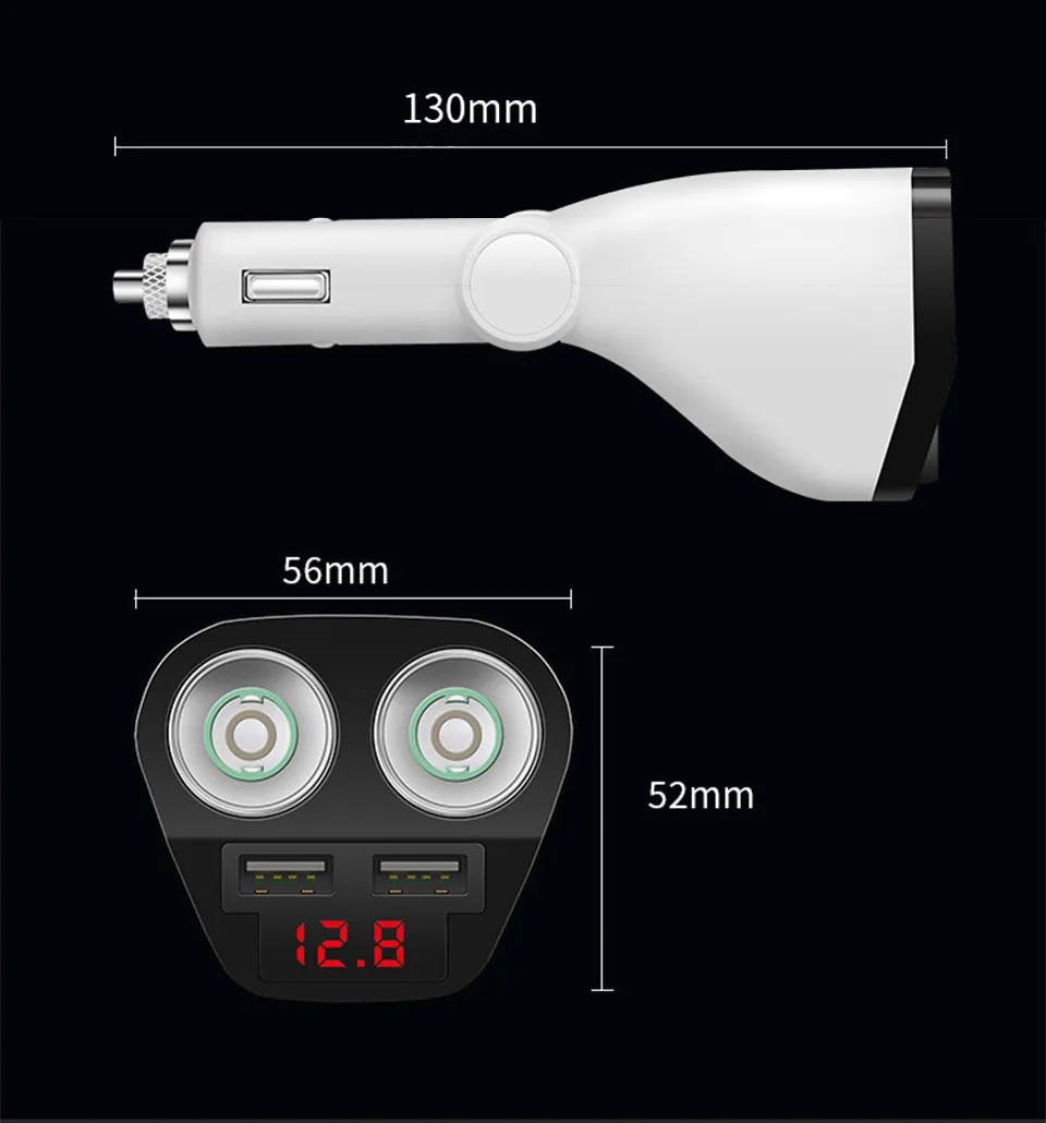 Cunymagos DC 12V 24V 120W Universal 2 ways Car Cigarette Lighter Dual USB 5V 3.4A intelligent output With Car voltage Diagnostic (1)