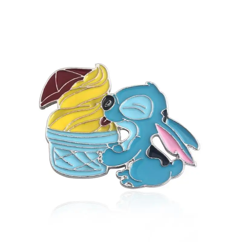 

1Pc lovely Cartoon Lilo & Stitch Zinc Alloy Badge Chestpin Figure Toy for Clothes Backpack Pin