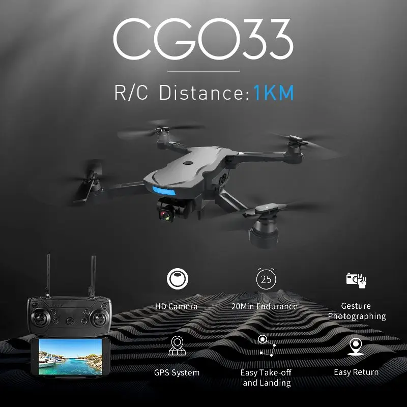 CG033 1 км Расстояние R/C WiFi FPV HD 2.0MP 1080P Gimbal камера GPS бесщеточный складной