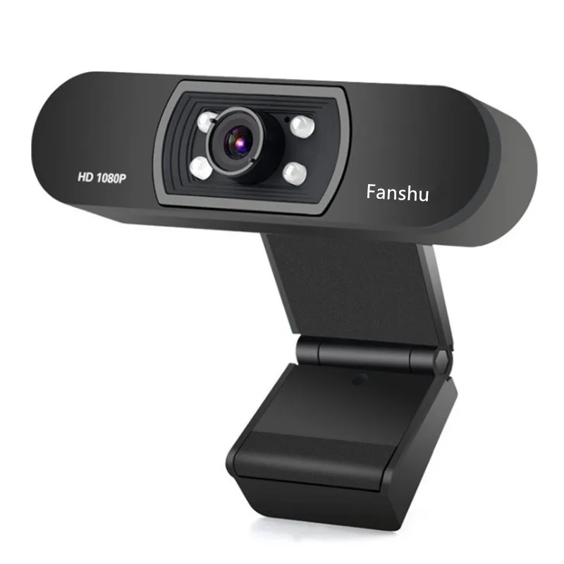 Fanshu USB 2,0 веб-цифровая камера Full HD 1080P Веб-камера с микрофоном, клипса 2,0 мегапиксельная CMOS веб-камера для компьютера, ПК, ноутбука