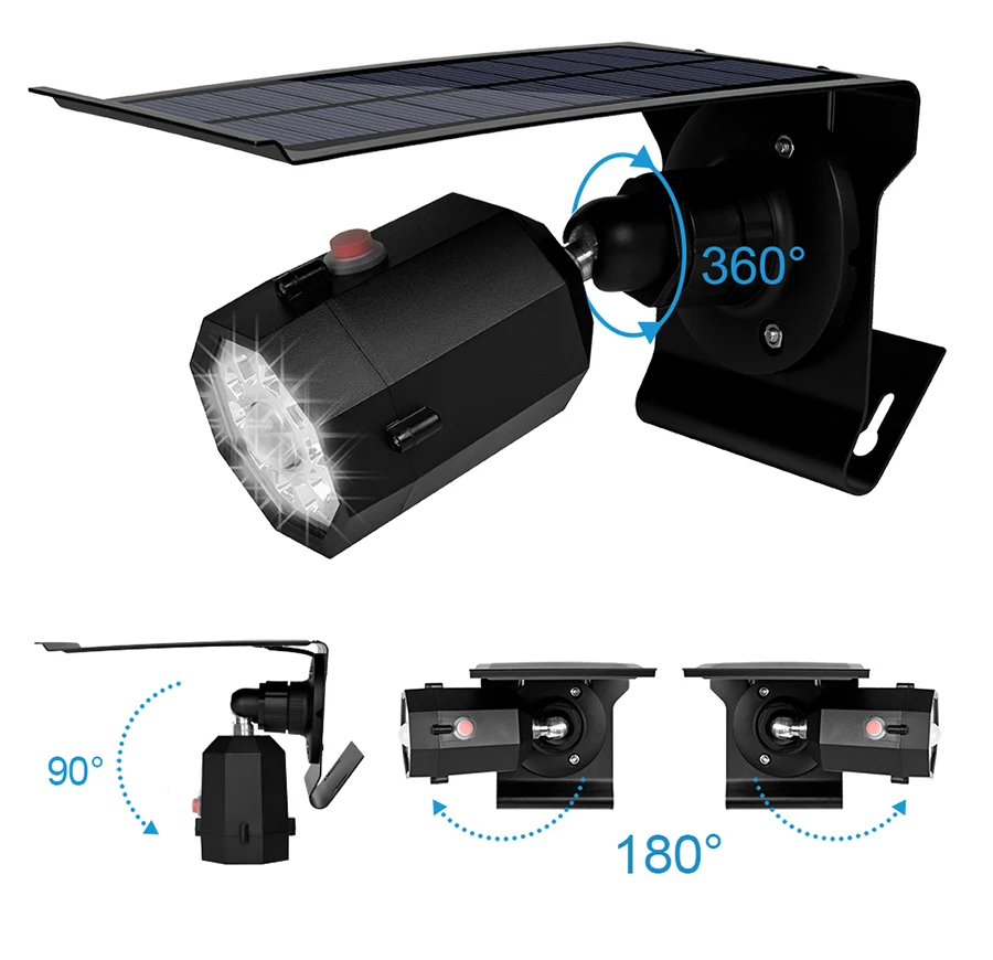 

2018 NEW LED Solar Light Adjustable Lighting Angle Waterproof Lamp Spotlight With Three Modes For Outdoor Gardn Wall Yard