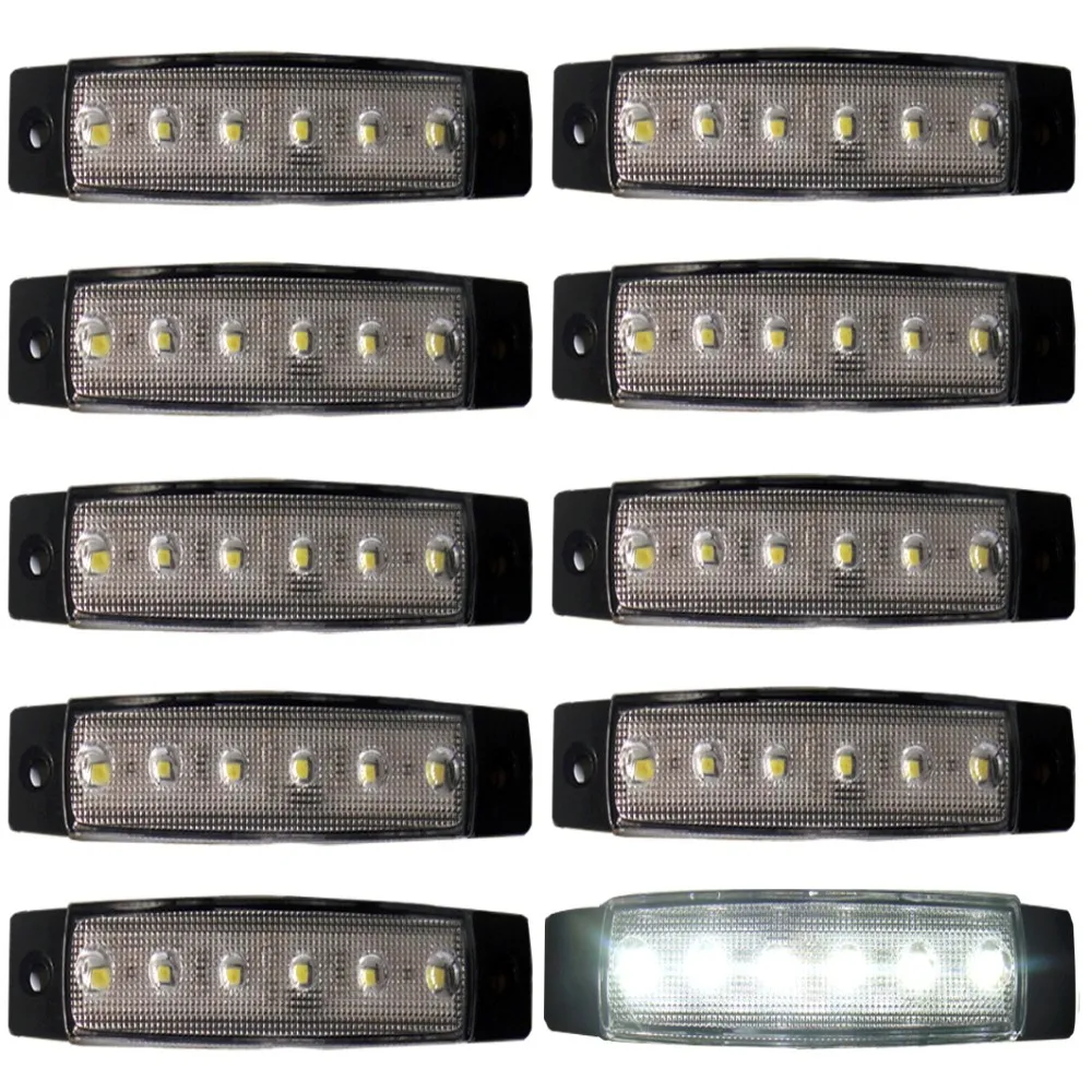 10Pcs 6LED Bus Van Truck Trailer 6 LED Side Marker Indicators Lights