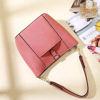 

100% Genuine Leather Bags Women's Bucket Famous Brand Designer Handbags High Quality Tote Shoulder Messenger Bags Dollar Price