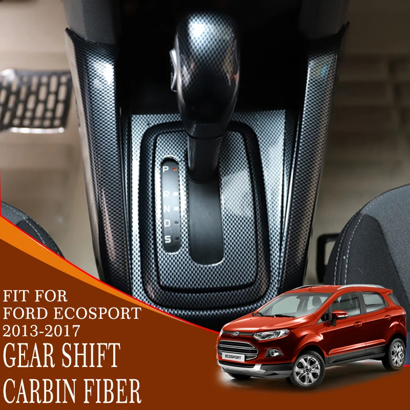 car Interior GEAR SHIFT cover carbon fiber mahogany ABS plastic gear shift control panel for ford ecosport 2013-2017 | Автомобили и