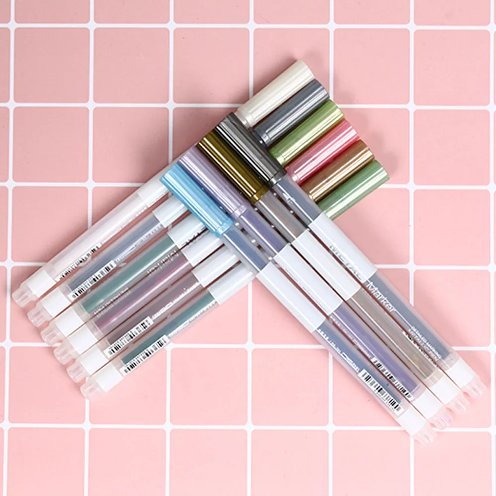 

2017 New Arrial 10 Pcs/Set Fashion Metallic Marker Watercolor Pen Marking for Album Black Paper Calligraphy School Supplies