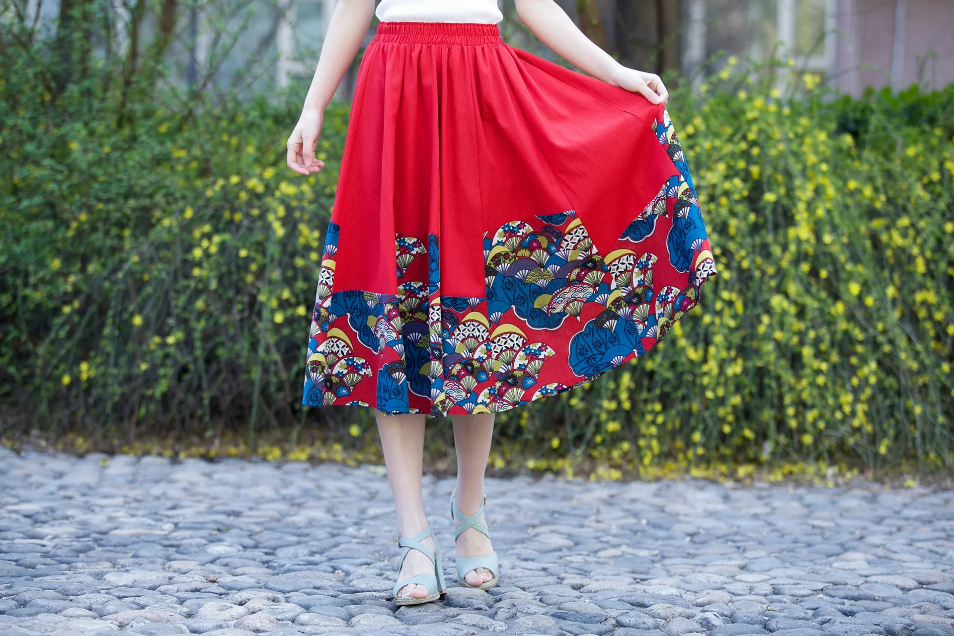 2018 женские летние хлопковые и льняные длинные юбки с цветочным принтом женские трапециевидные юбки Faldas Jupe Femme Midi Skirt Saia