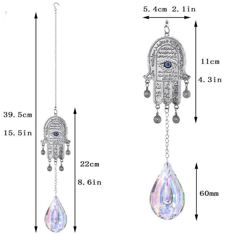 H& D Хамса рука Фатимы турецкий синий сглаза Suncatcher с AB Призма настенный орнамент украшение дома благословение Декор защита