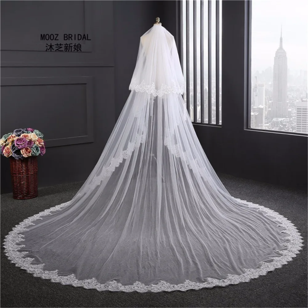 Super Wide Bridal Veils New 2017 Two Layers 3.5 m White/Ivory Bridal
