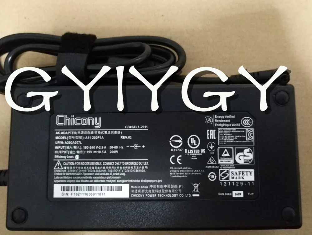Адаптер зарядки для Clevo P671HP6-G, A11-200P1A, Chicony 200 Вт 19 в 10.5A AC/DC адаптер P655HP6-G игр