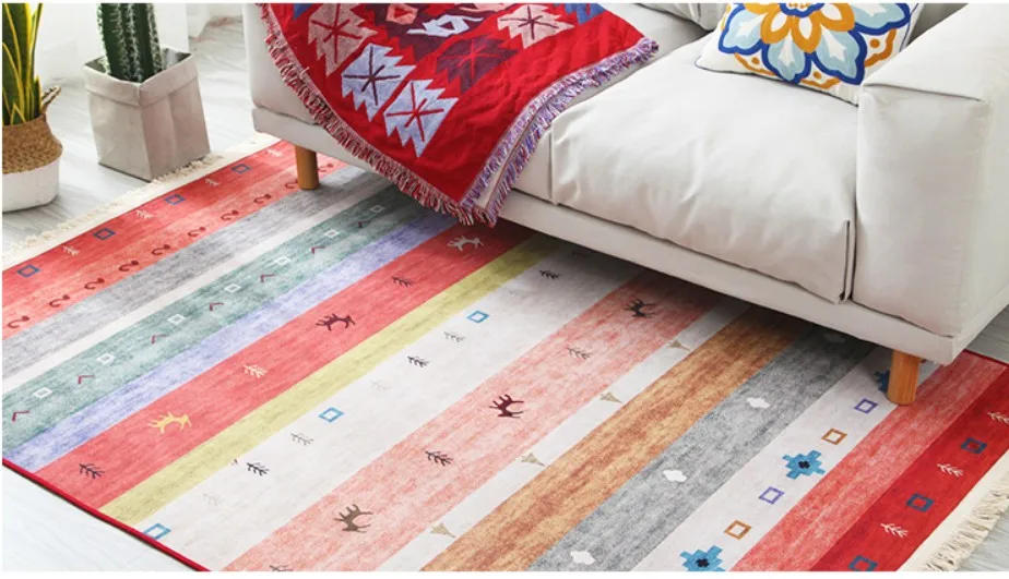 Марокканские скандинавские геометрические полосатые ковры с кисточками для гостиной коврики индийский Противоскользящий ковер для спальни детская комната напольный ковер